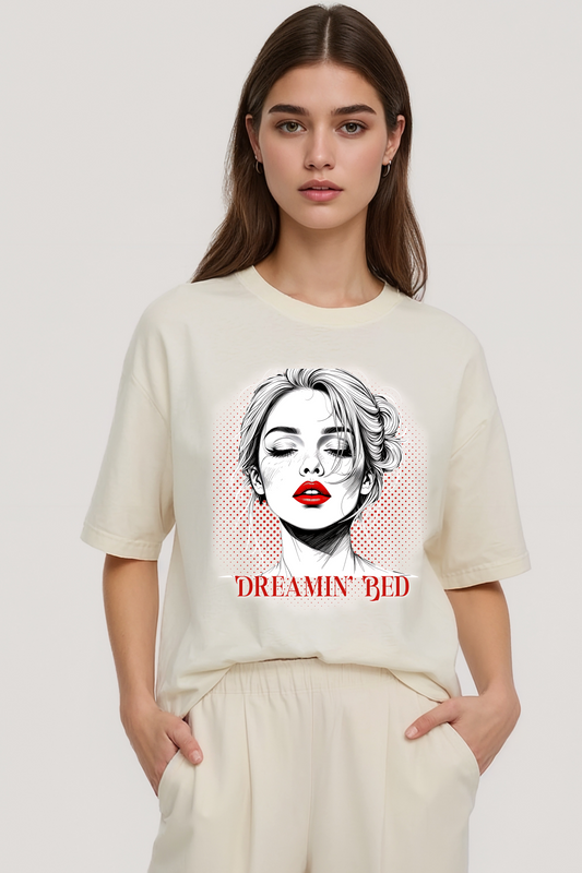 DREAMING RED OVERSIZED TEE BEIGE