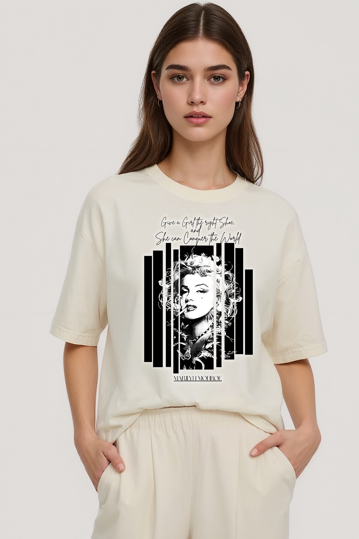 MARILYN MONROE OVERSIZED TEE BEIGE