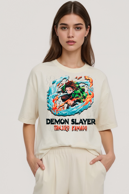 TANJIRO KAMADO OVERSIZED TEE BEIGE