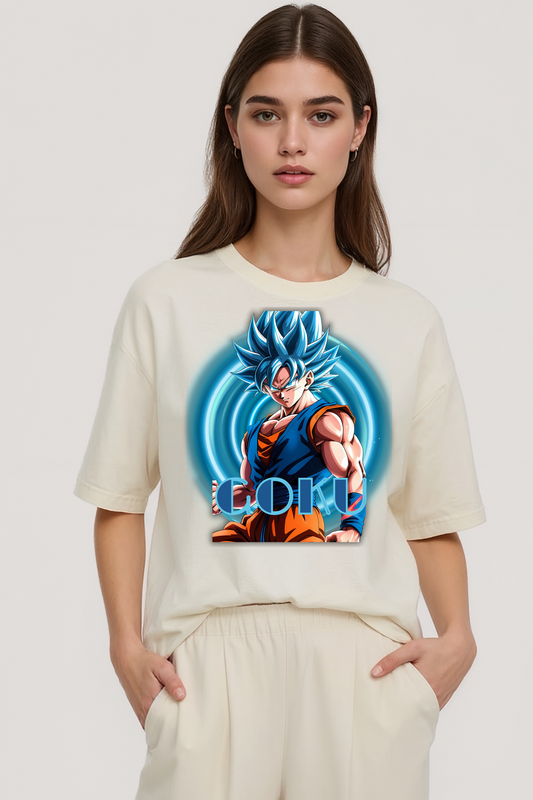 GOKU GRAPHIC OVERSIZED TEE BEIGE
