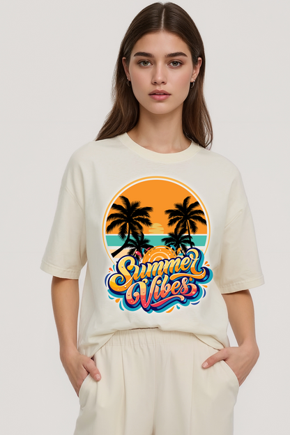 SUMMER VIBES OVERSIZED TEE BEIGE