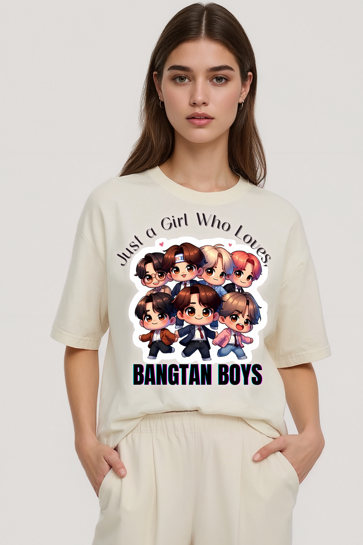 BTS FANGIRL OVERSIZED TEE BEIGE