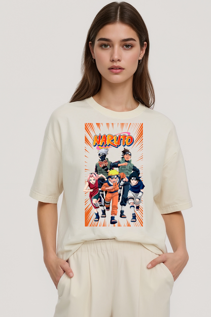 NARUTO GROUP OVERSIZED TEE BEIGE