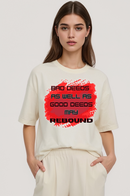 GOOD & BAD DEEDS OVERSIZED TEE BEIGE