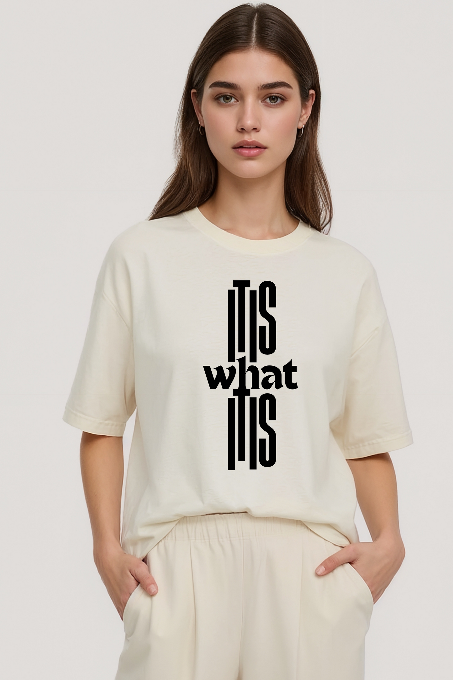 IT IS WHAT IT IS OVERSIZED TEE BEIGE