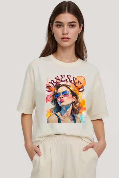 OBSESSED OVERSIZED TEE BEIGE