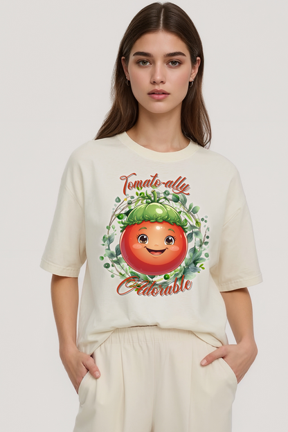 TOMATOALLY ADORABLE OVERSIZED TEE BEIGE