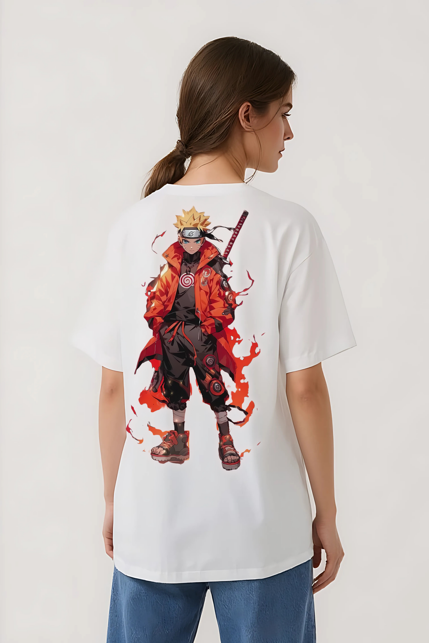 NARUTO FLAME OVERSIZED TEE WHITE
