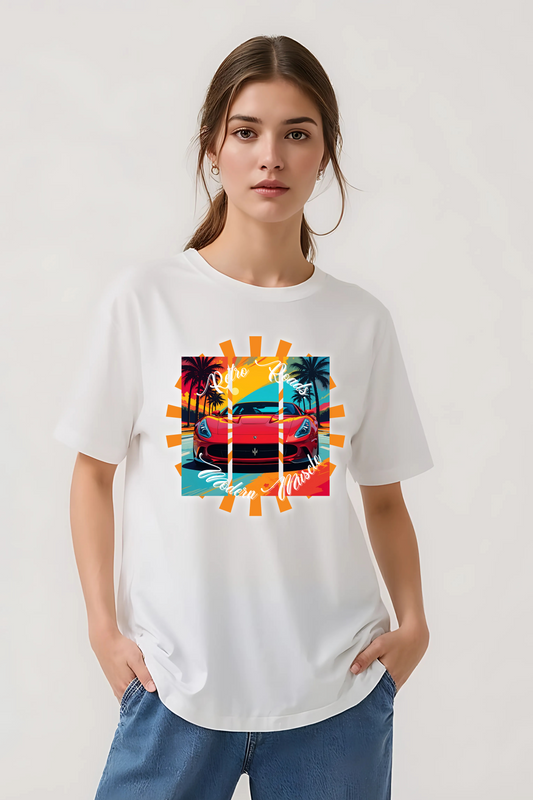 RETRO ROADS OVERSIZED TEE WHITE