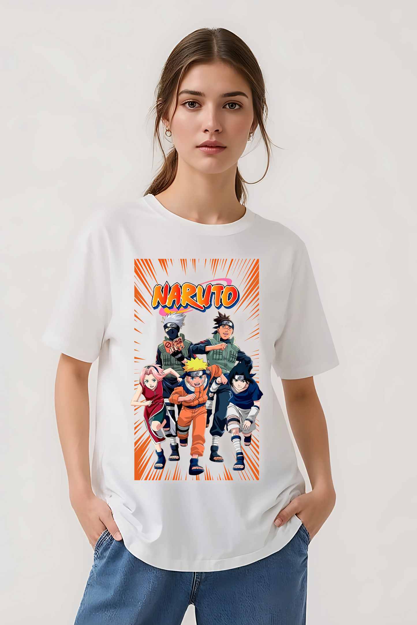 NARUTO GROUP OVERSIZED TEE WHITE