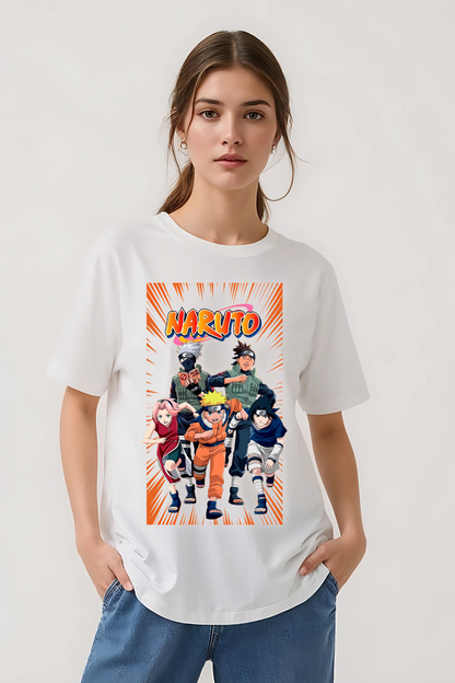 NARUTO GROUP OVERSIZED TEE WHITE