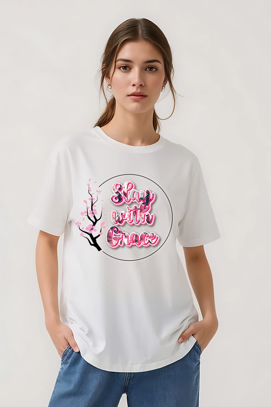 SLAY WITH GRACE OVERSIZED TEE WHITE