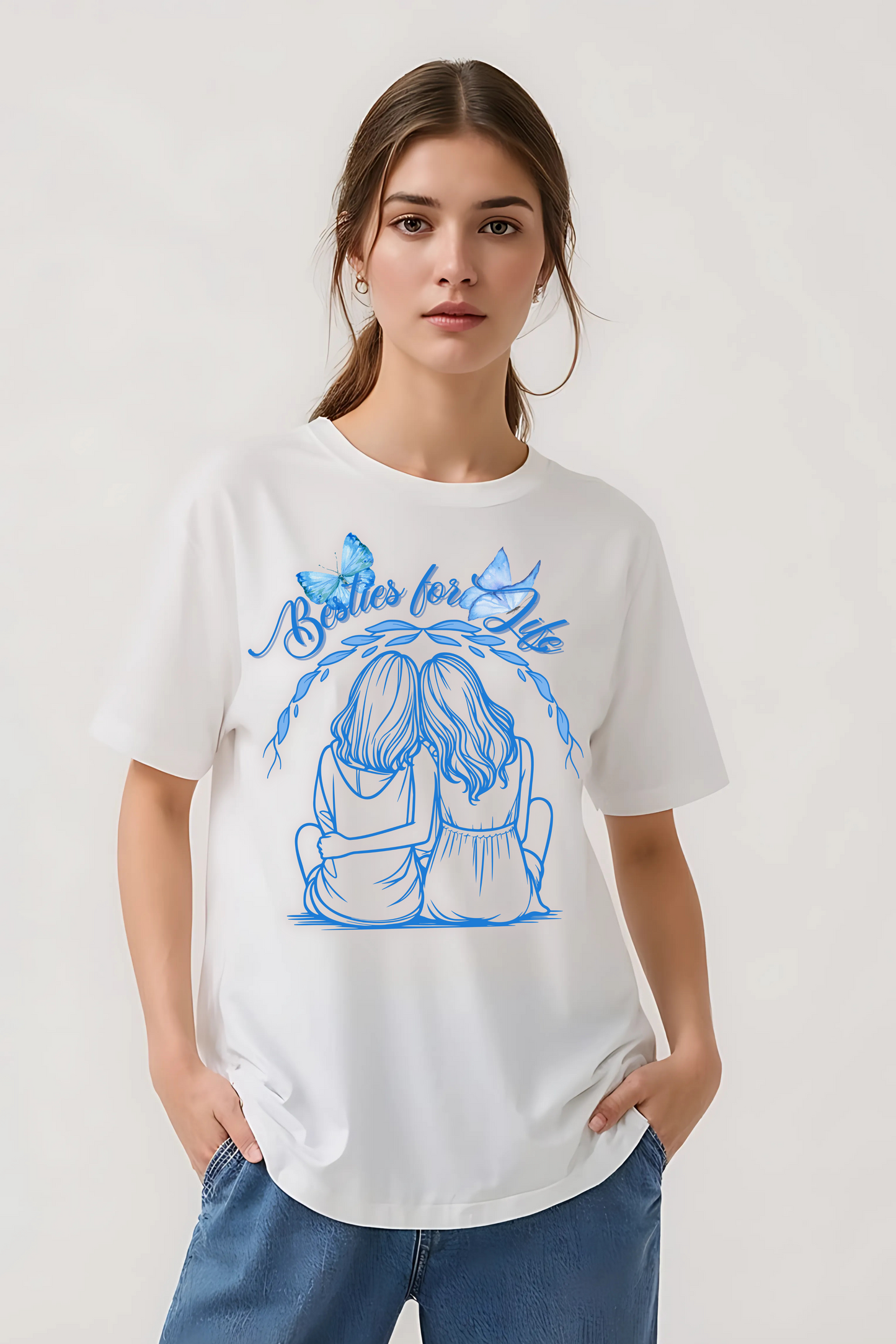 BESTIES FOR LIFE OVERSIZED TEE WHITE