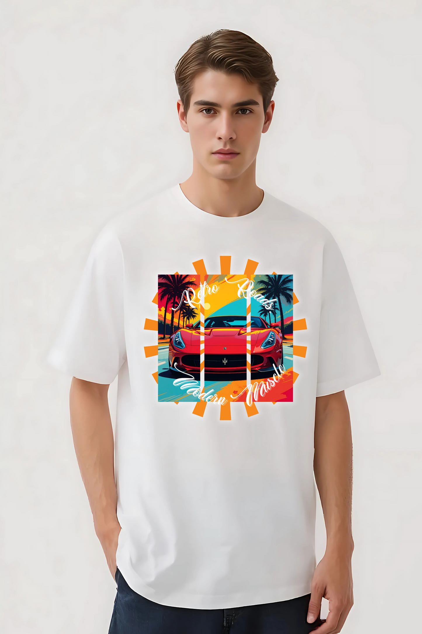 RETRO ROADS OVERSIZED TEE WHITE