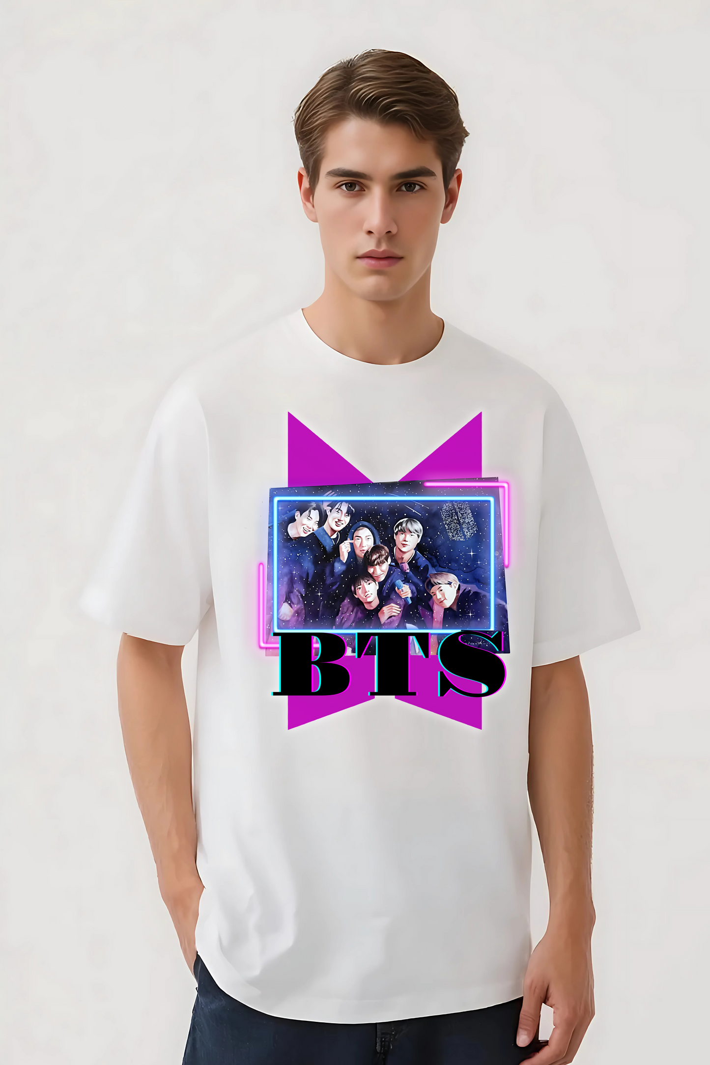 BTS GROUP OVERSIZED TEE WHITE