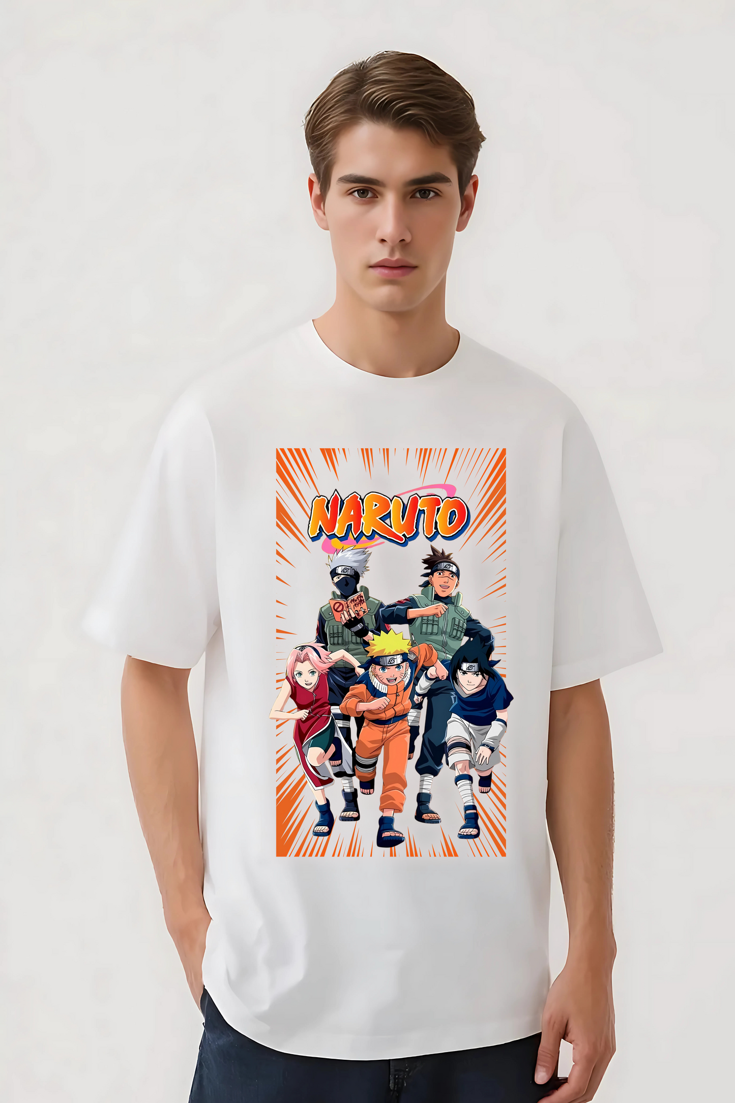 NARUTO GROUP OVERSIZED TEE WHITE