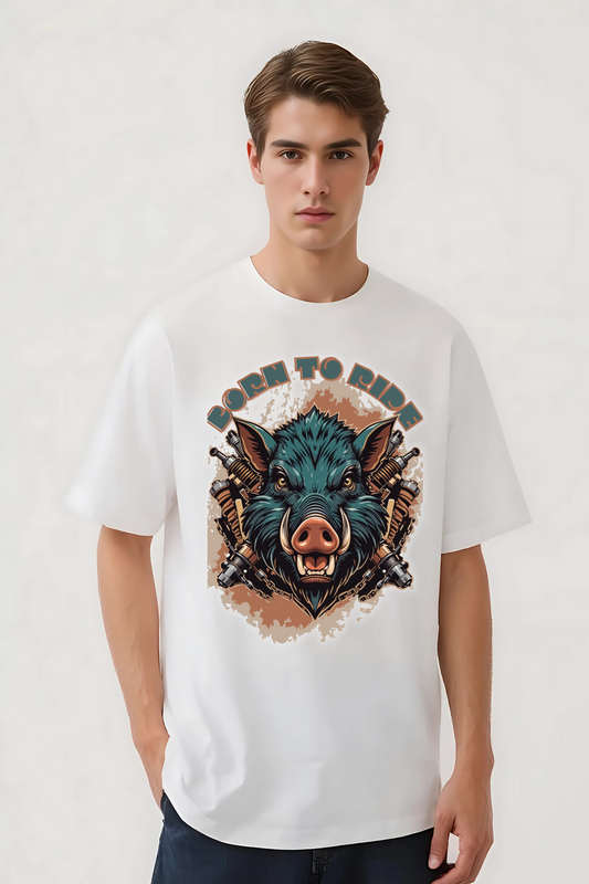 BORN TO RIDE OVERSIZED TEE WHITE
