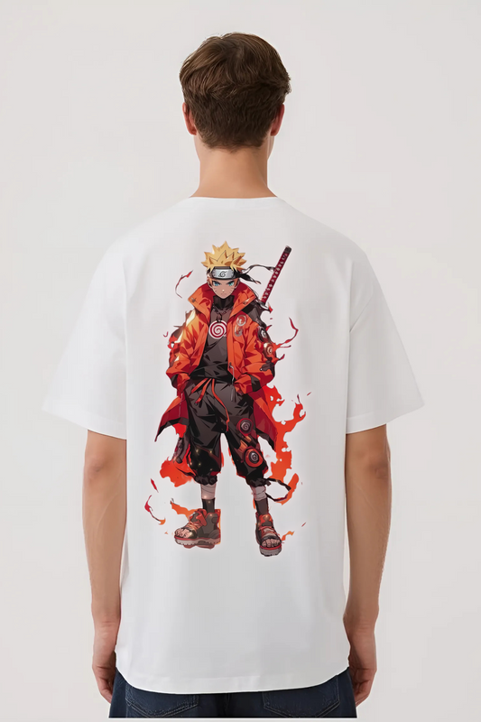 NARUTO FLAME OVERSIZED TEE WHITE