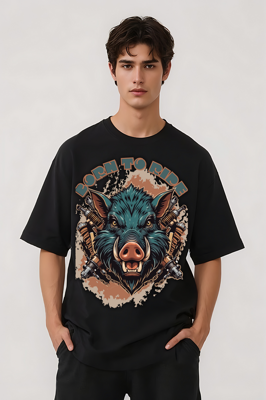 BORN TO RIDE OVERSIZED TEE BLACK