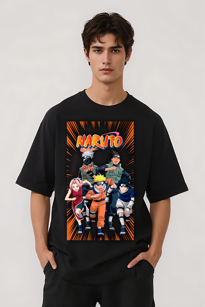 NARUTO GROUP OVERSIZED TEE BLACK