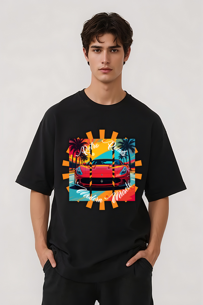 RETRO ROADS OVERSIZED TEE BLACK