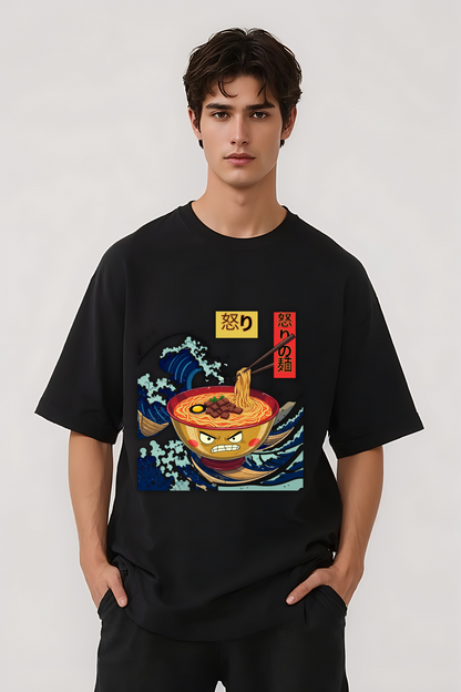 ANGRY NOODLES OVERSIZED TEE BLACK