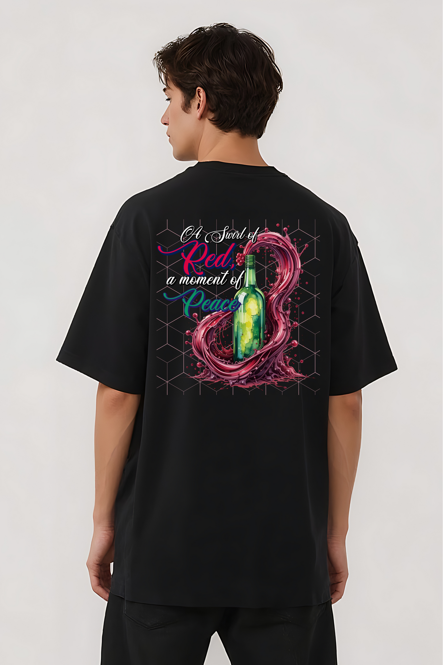 SWIRL & PEACE OVERSIZED TEE BLACK