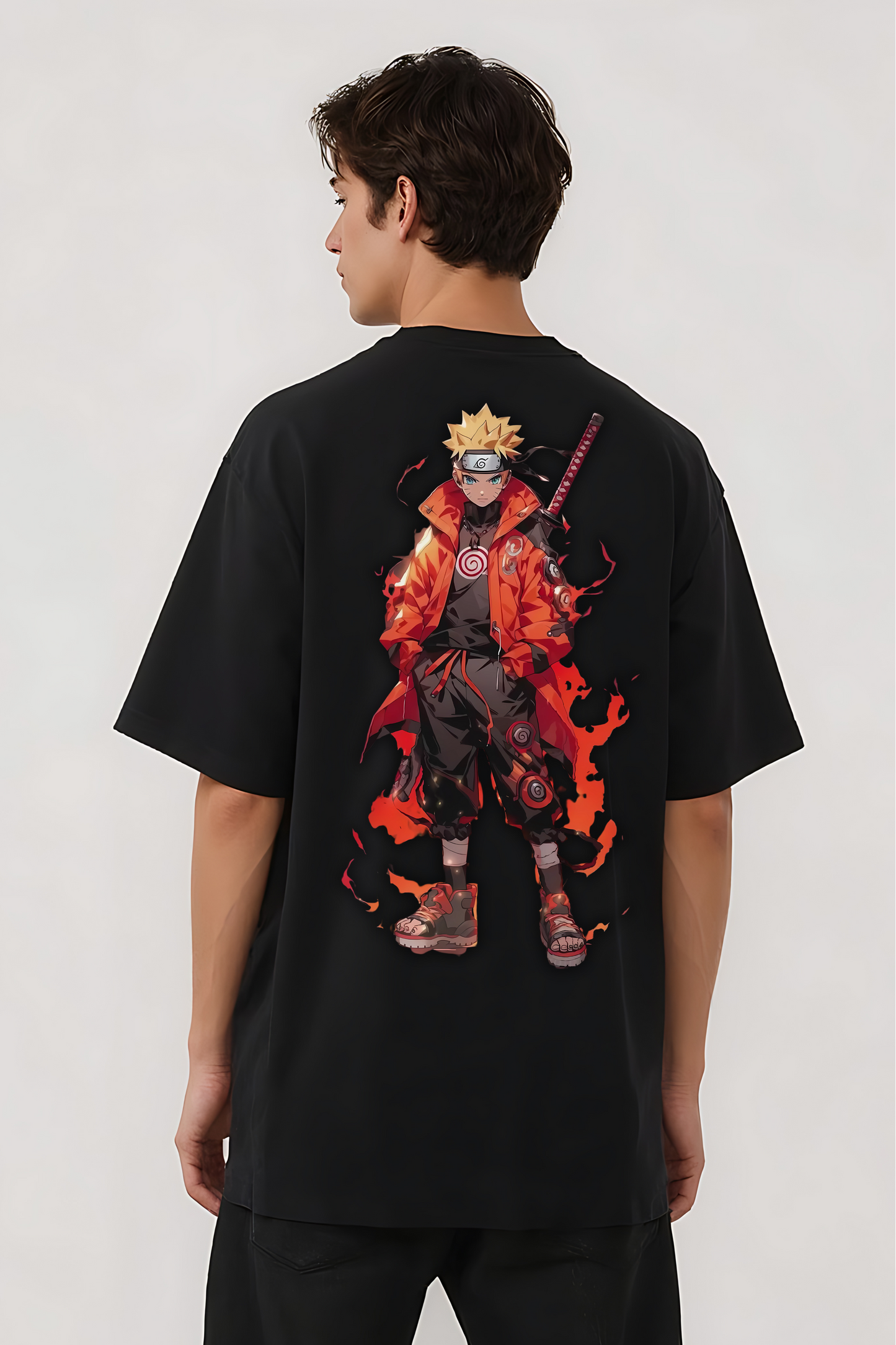 NARUTO FLAME OVERSIZED TEE BLACK