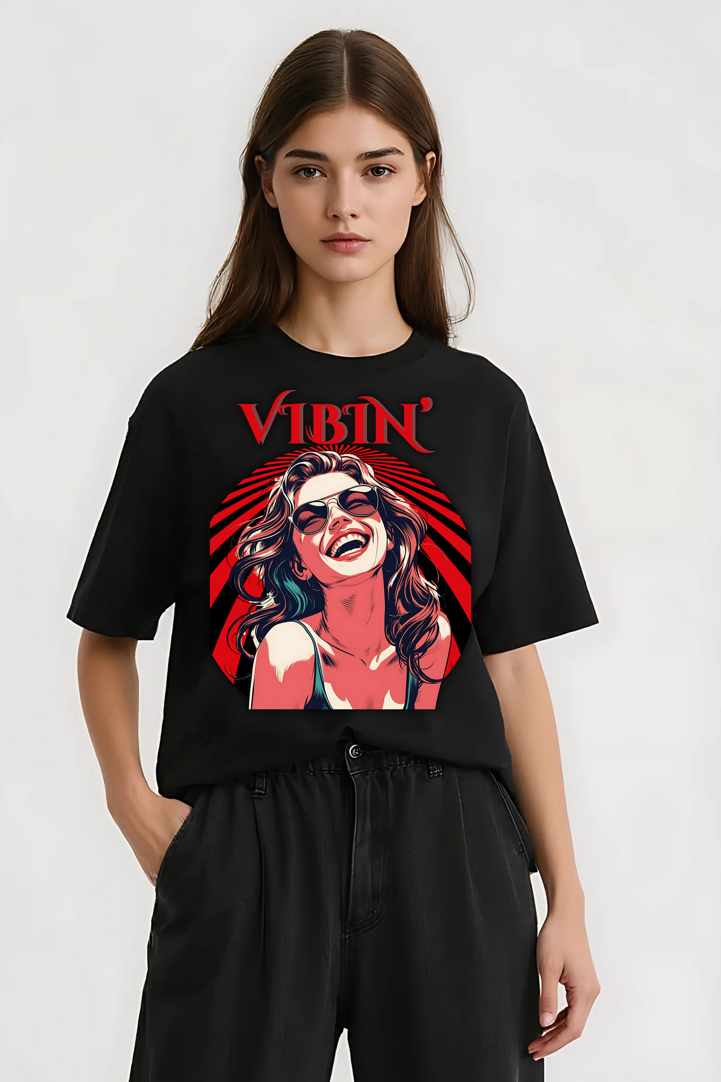 VIBING OVERSIZED TEE BLACK