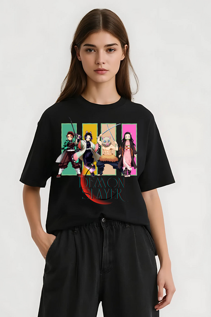 DEMON SLAYERS GRAPHIC OVERSIZED TEE BLACK