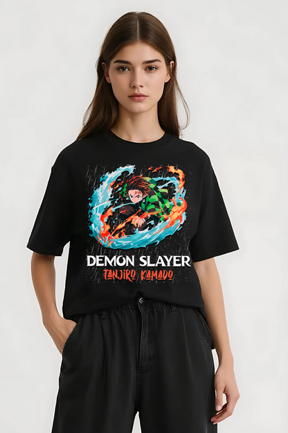 TANJIRO KAMADO OVERSIZED TEE BLACK