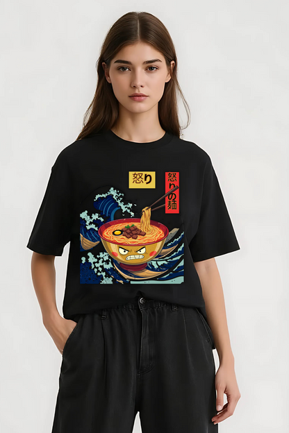 ANGRY NOODLES OVERSIZED TEE BLACK