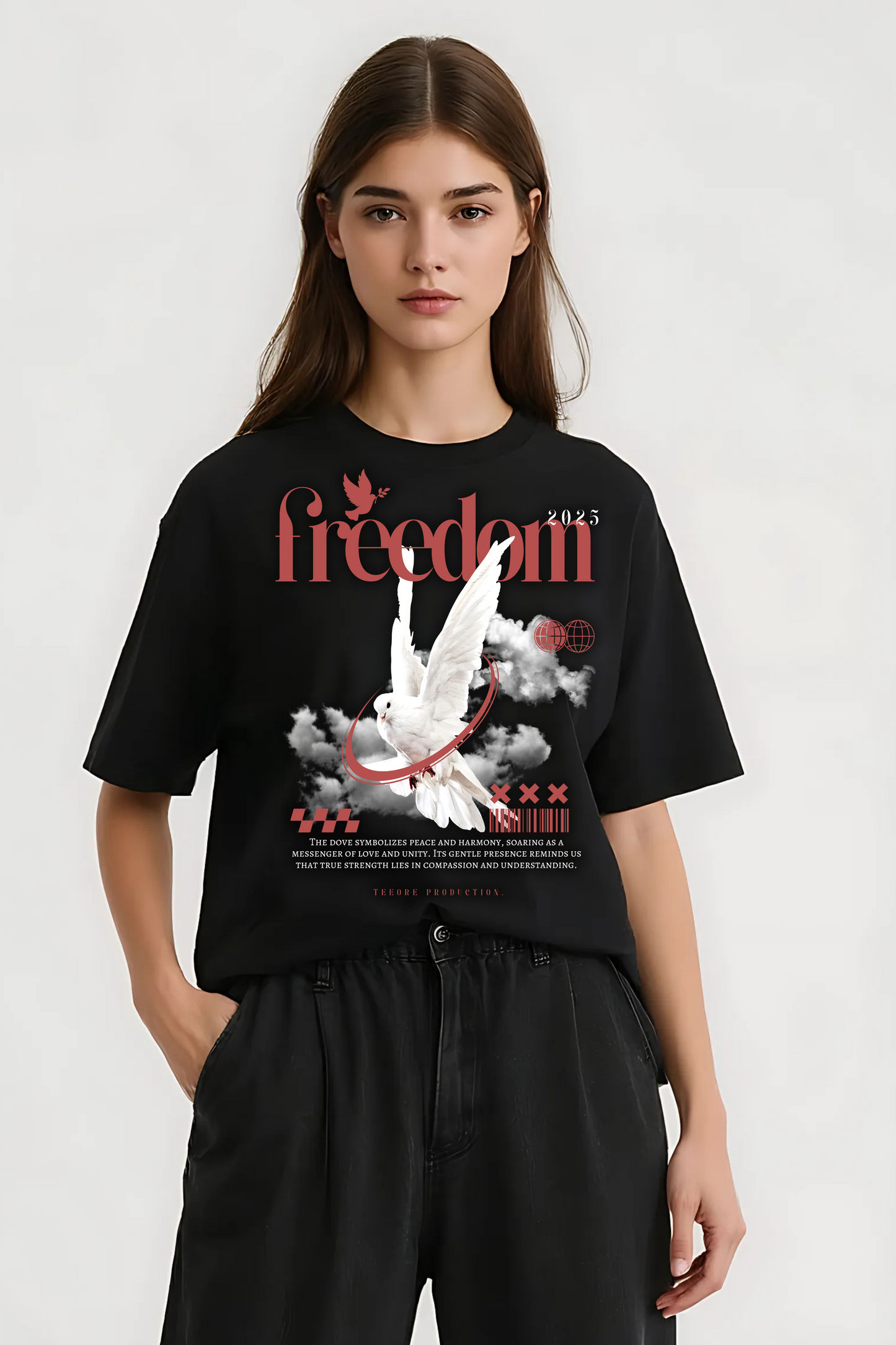 FREEDOM OVERSIZED TEE BLACK