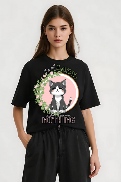 I AM NOT LAZY OVERSIZED TEE BLACK