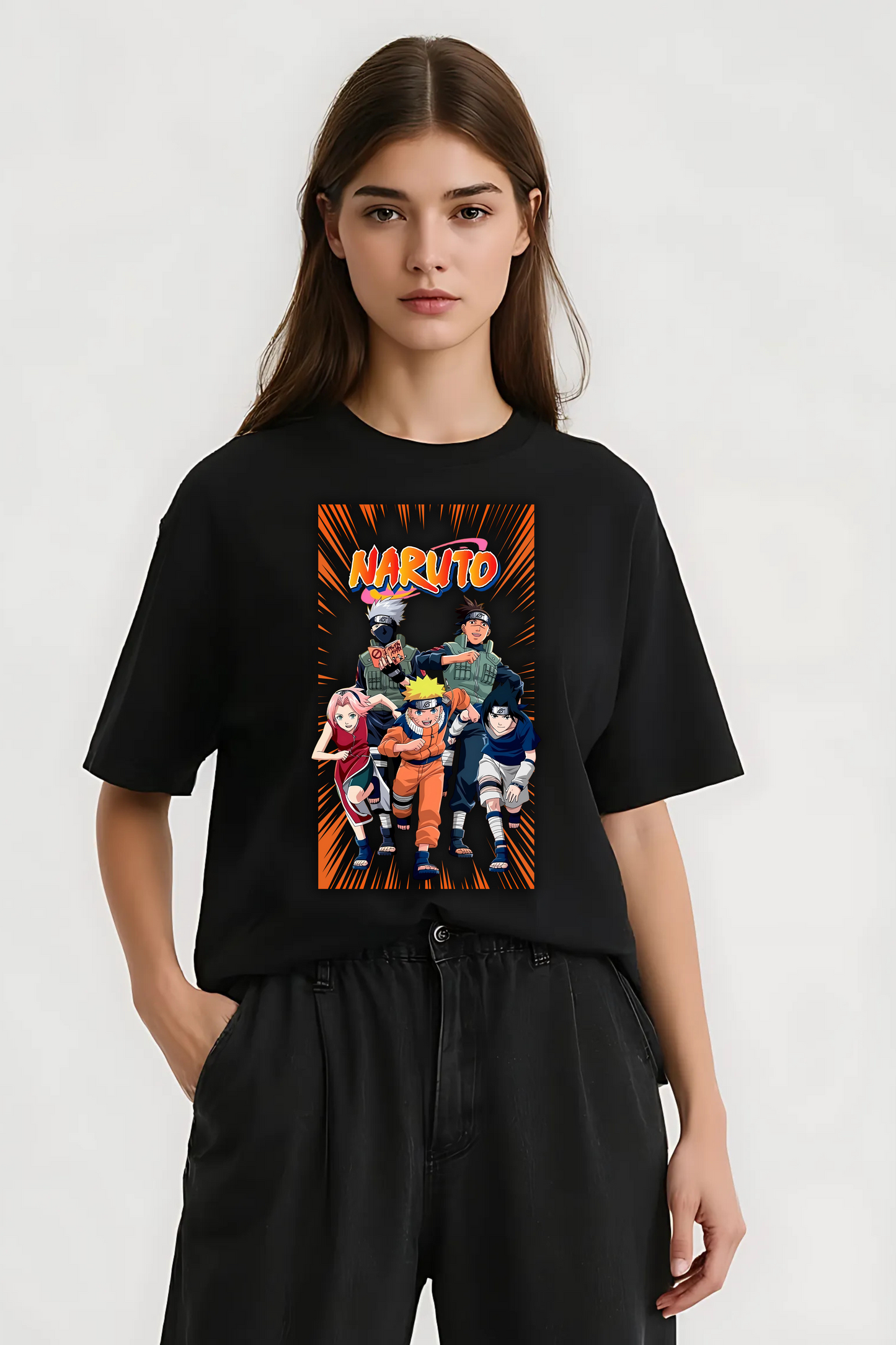 NARUTO GROUP OVERSIZED TEE BLACK