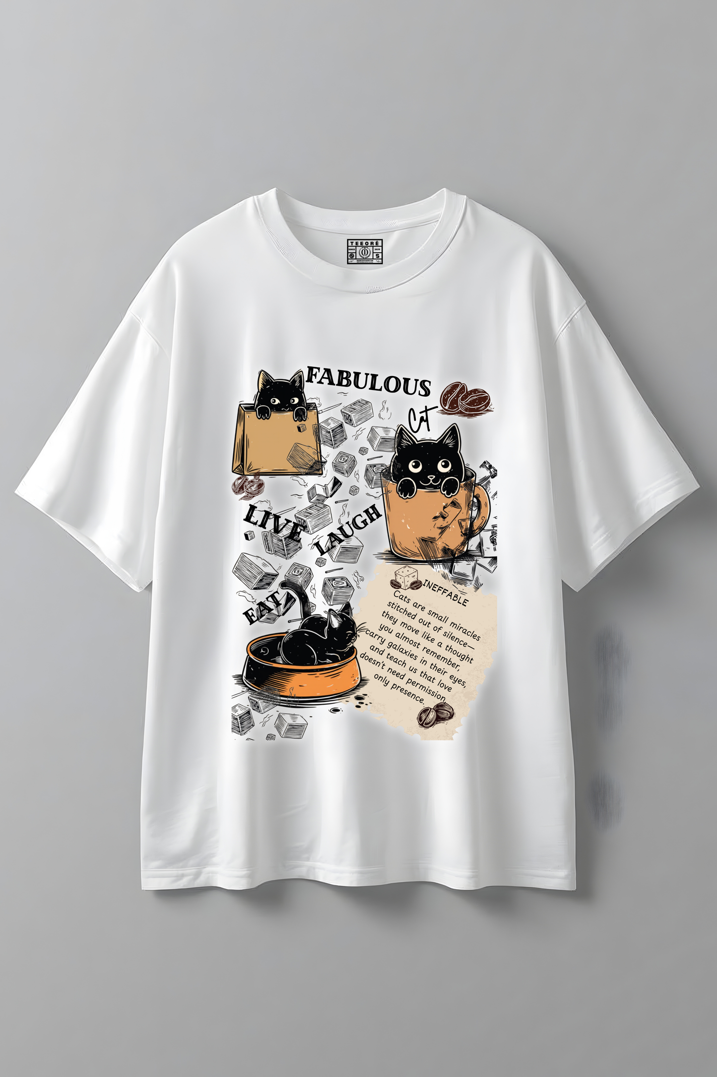 FABULOUS CAT OVERSIZED T-SHIRT WHITE