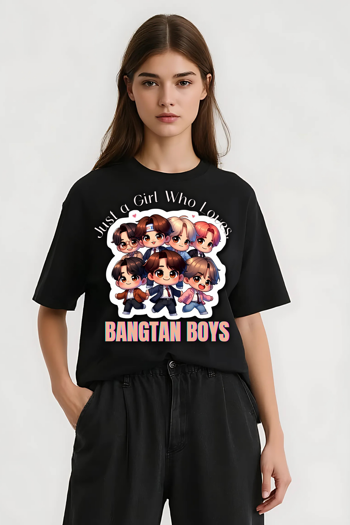 BTS FANGIRL OVERSIZED TEE BLACK