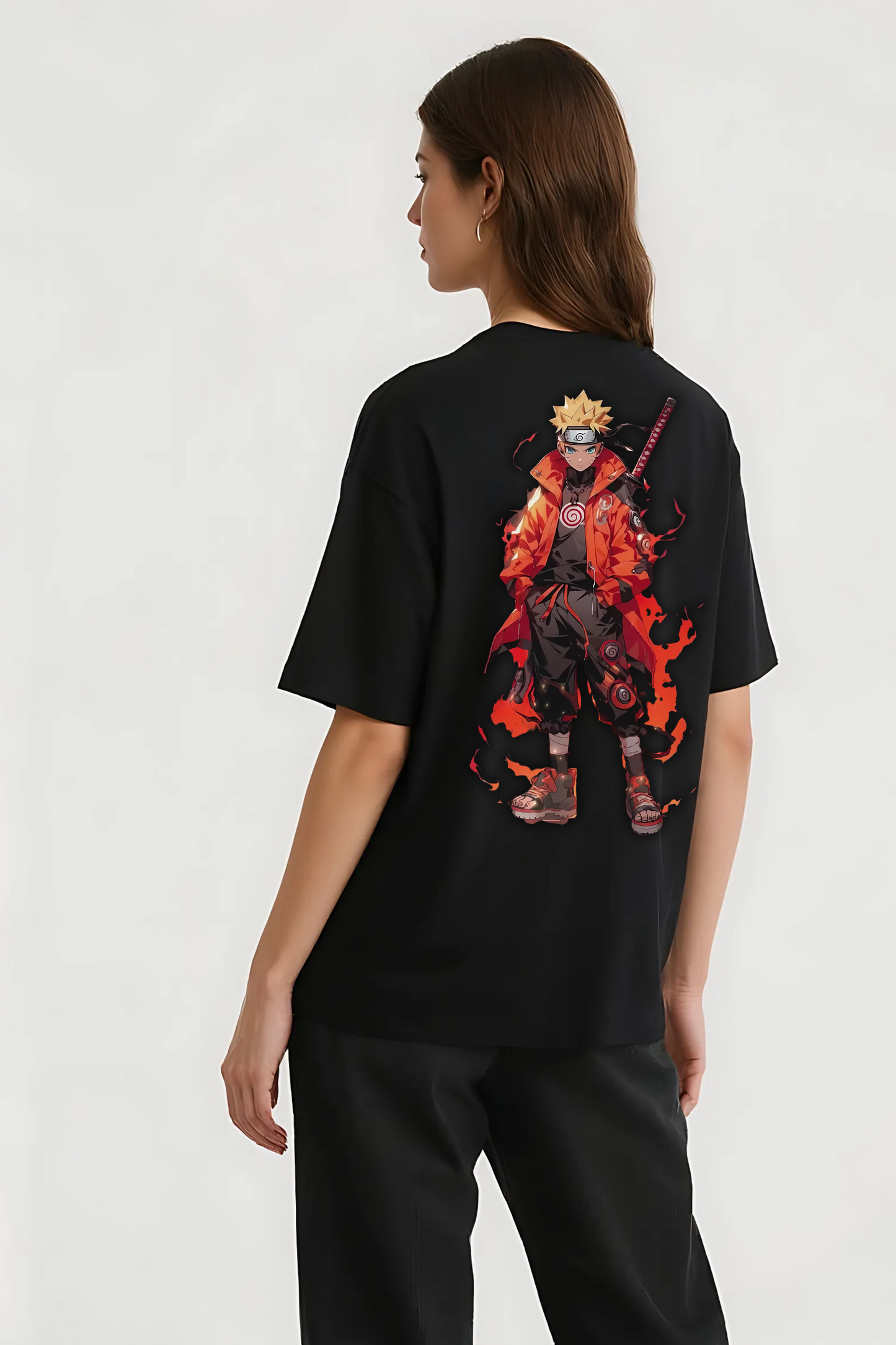 NARUTO FLAME OVERSIZED TEE BLACK