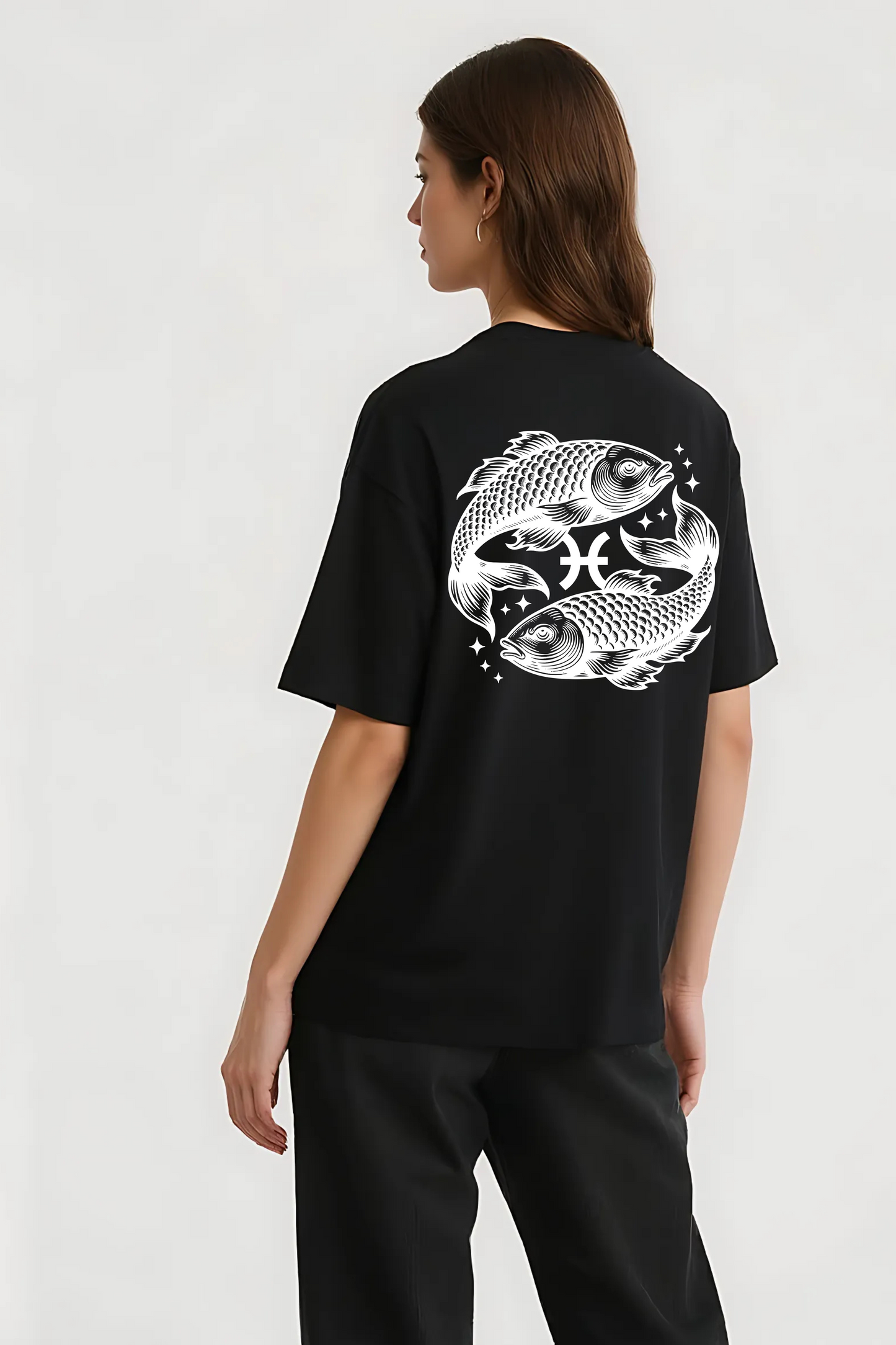 PISCES OVERSIZED TEE BLACK