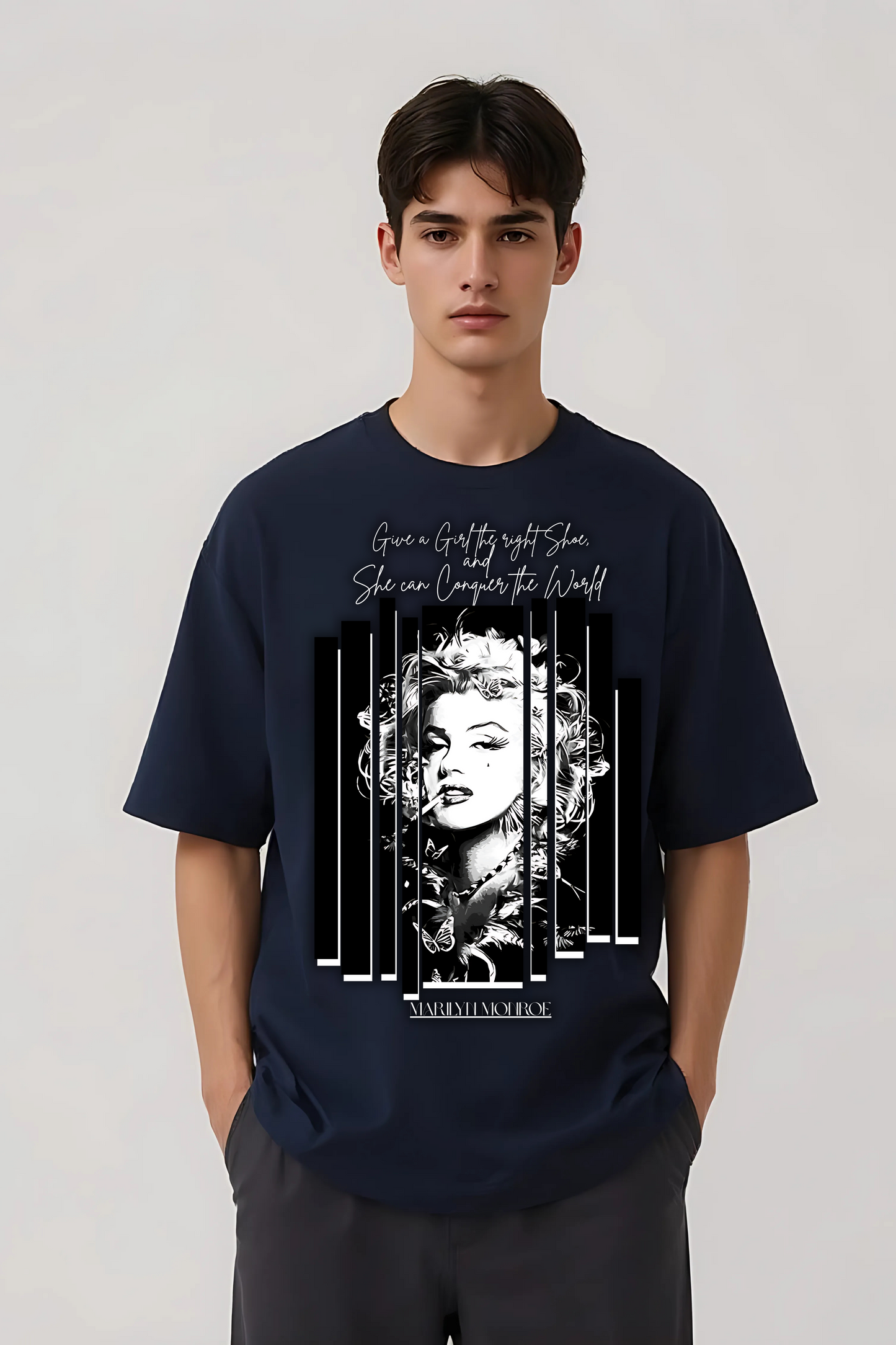 MARILYN MONROE OVERSIZED TEE NAVY-BLUE