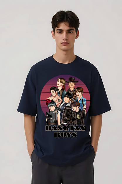BTS OVERSIZED TEE NAVY-BLUE