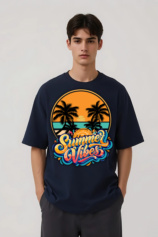 SUMMER VIBES OVERSIZED TEE NAVY-BLUE