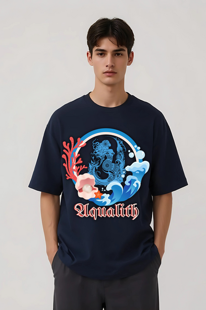 AQUALITH OVERSIZED TEE NAVY-BLUE