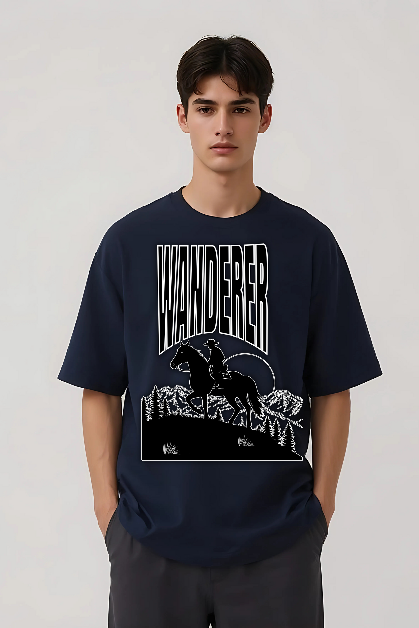 WANDERER OVERSIZED TEE NAVY-BLUE