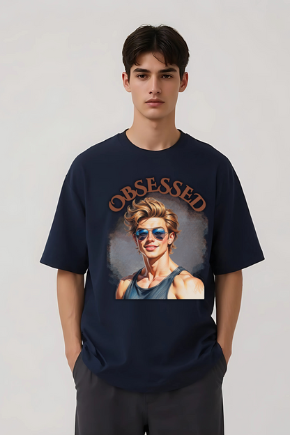 OBSESSED OVERSIZED TEE NAVY-BLUE