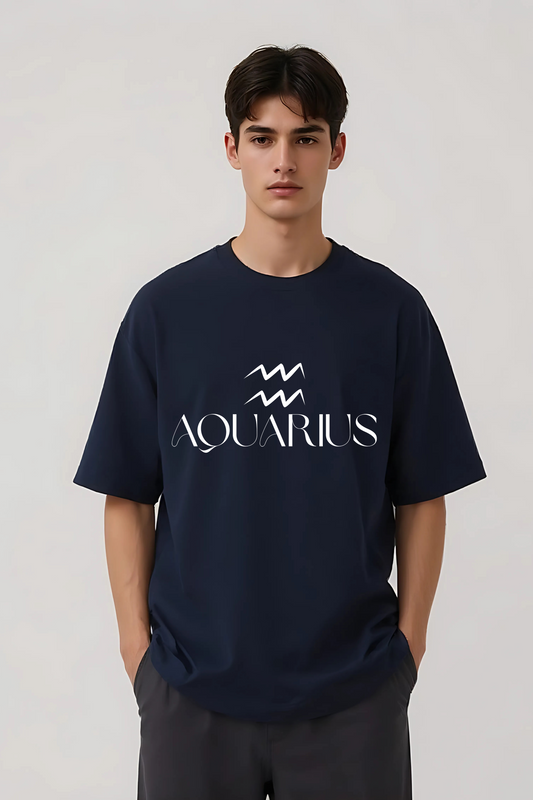 AQUARIUS OVERSIZED TEE NAVY-BLUE