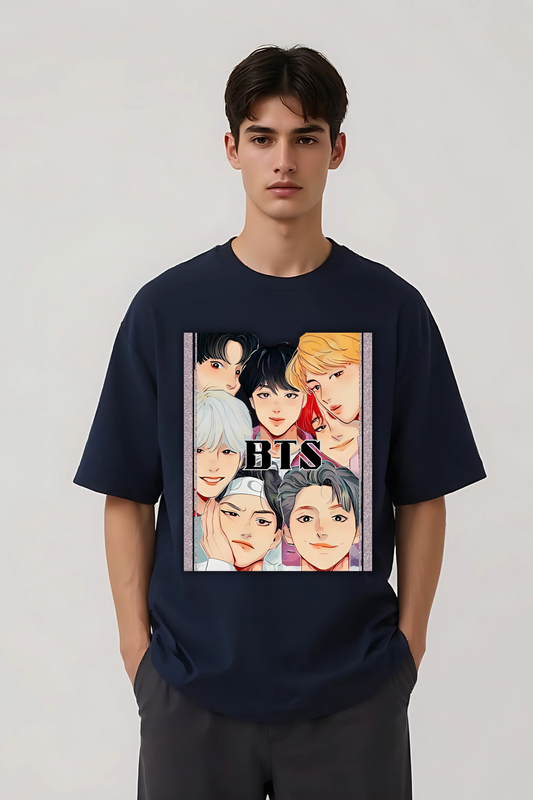 BTS BOYS OVERSIZED TEE NAVY-BLUE
