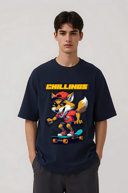 CHILLINGS OVERSIZED TEE NAVY-BLUE