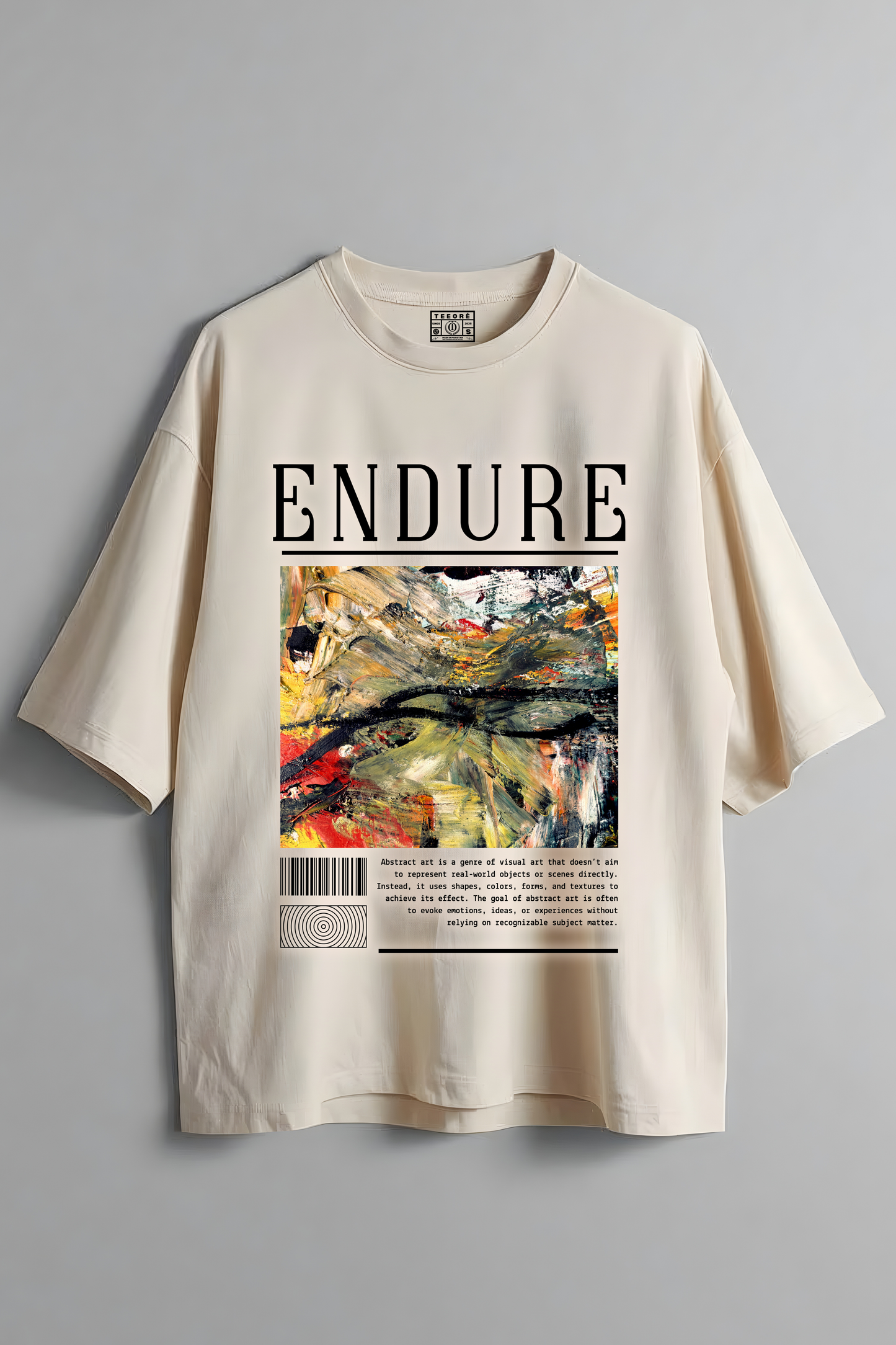 ABSTRACT ART OVERSIZED T-SHIRT BEIGE