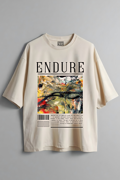 ABSTRACT ART OVERSIZED T-SHIRT BEIGE